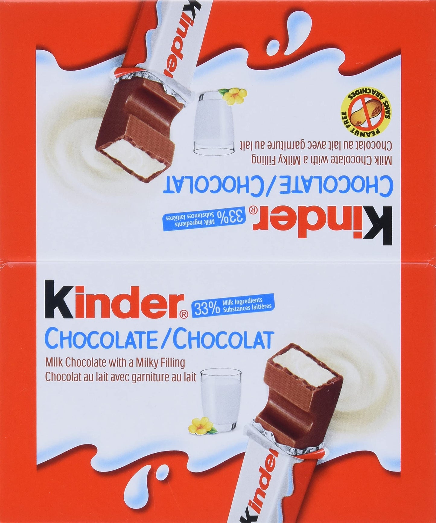 Kinder Chocolate Bars - Pack of 36 Individual Wrapped Milk Chocolate Treats (21g each)