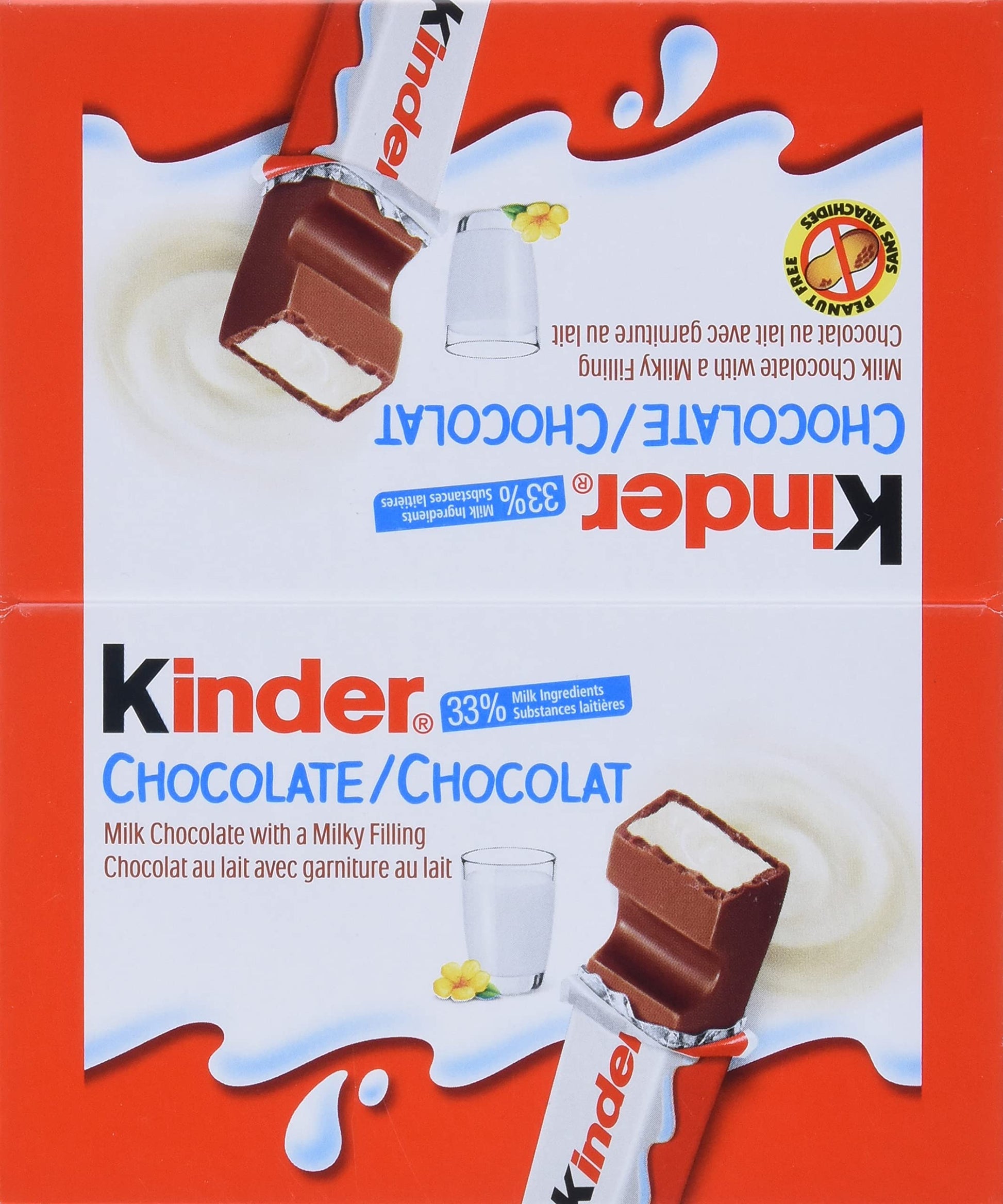 Kinder Chocolate Bars - Pack of 36 Individual Wrapped Milk Chocolate Treats (21g each)