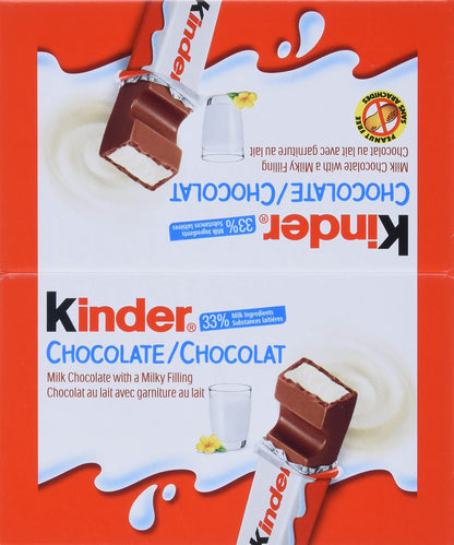 Kinder Chocolate Bars - Pack of 36 Individual Wrapped Milk Chocolate Treats (21g each)
