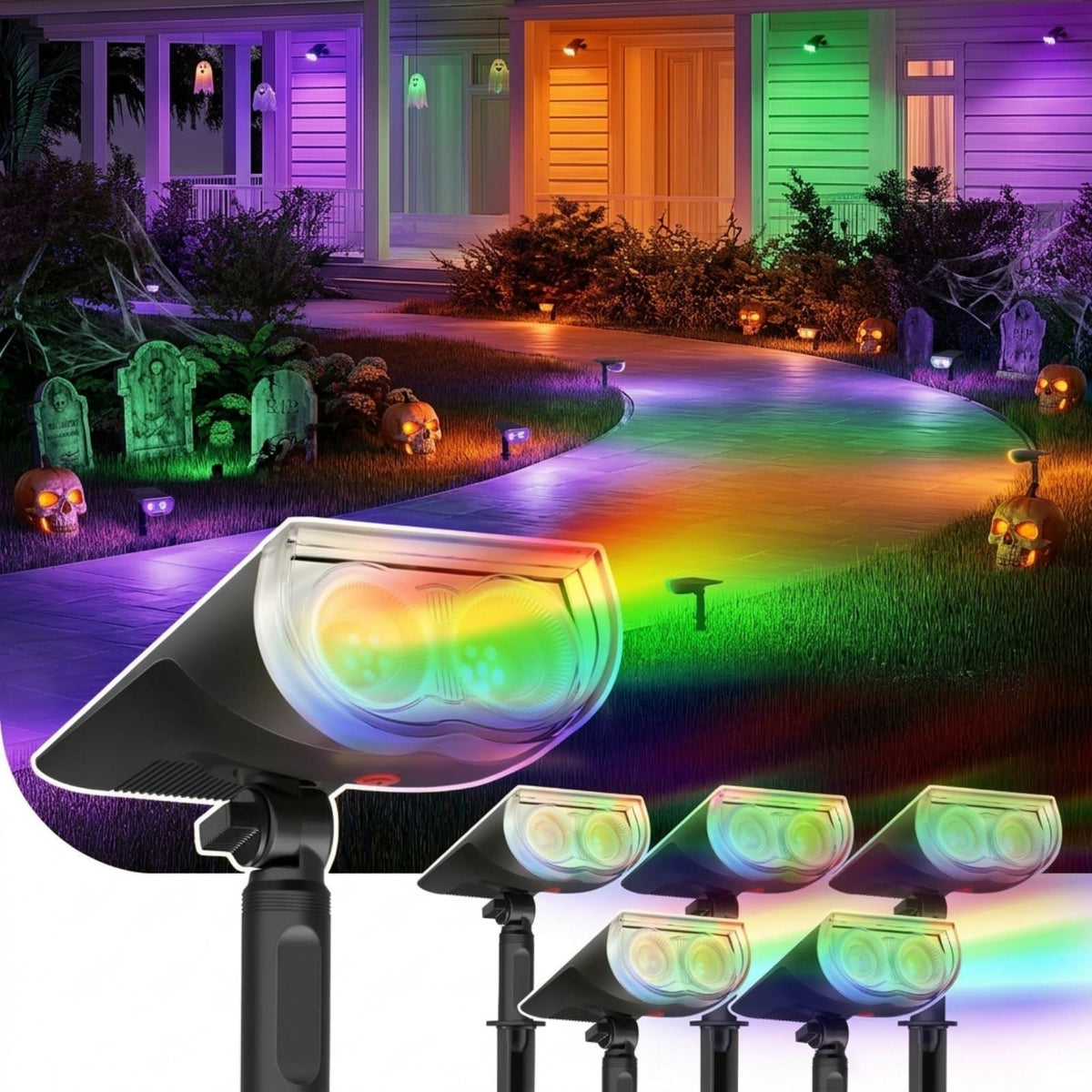 Linkind Halloween Solar Spotlights Outdoor Waterproof Multicolor 6 Pack 🍁 All In One Marketplace Canada