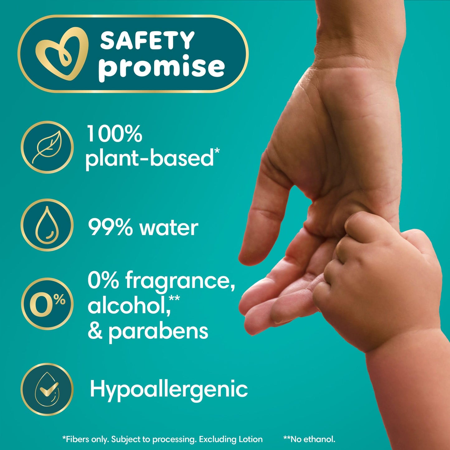 Pampers Free & Gentle 100% Plant-Based Fragrance Free Baby Wipes, 6 pack, 468 Count Pampers