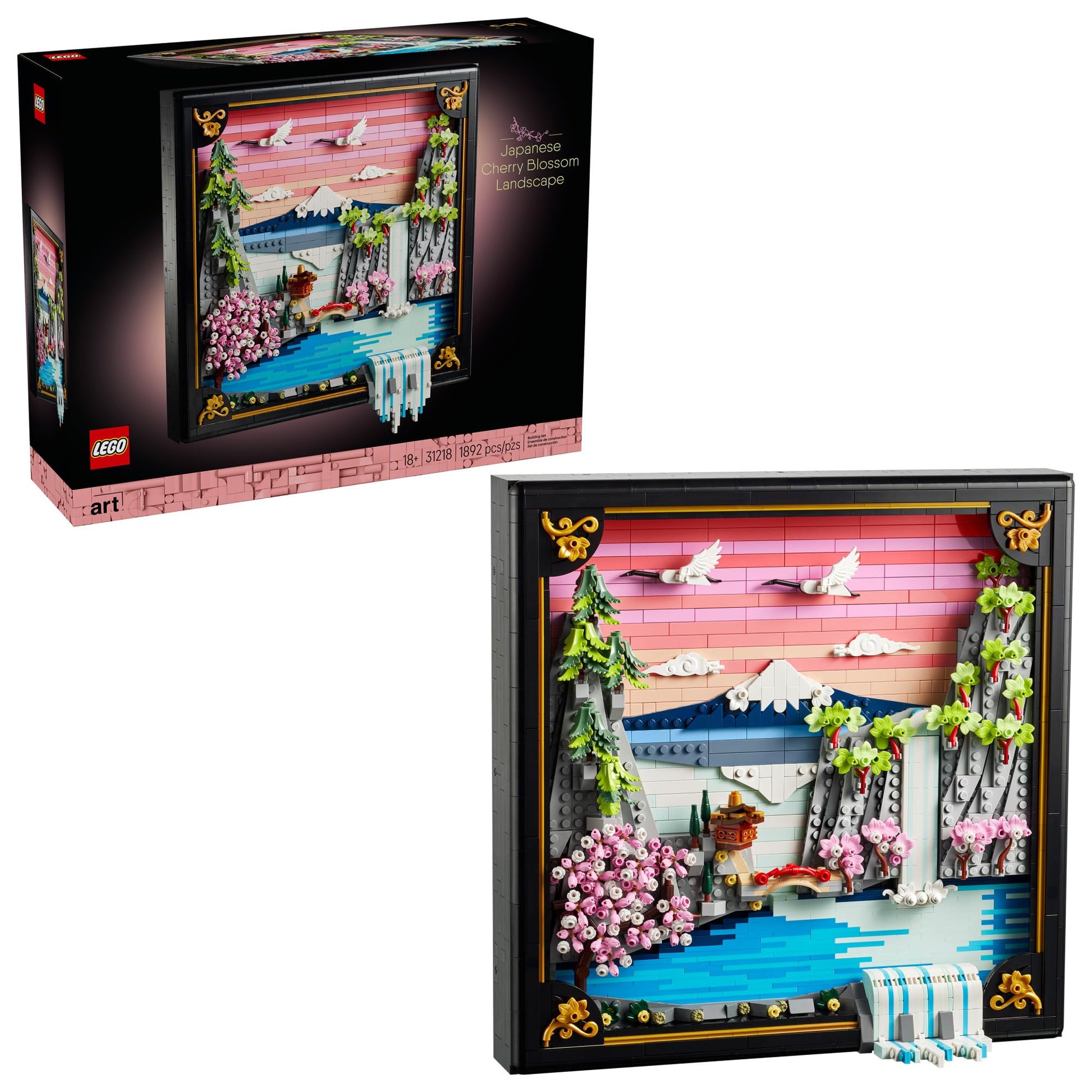 LEGO Art Japanese Cherry Blossom Landscape Building Set for Adults - Room Decoration & Gift for Women & Men, Ages 18+ - Framed Wall Decor, Stand or Hang to Display - 31218 LEGO