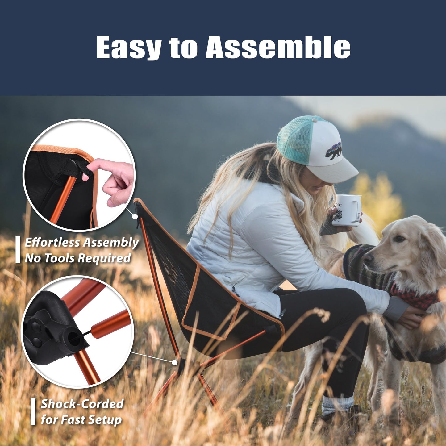 TREKOLOGY YIZI GO Camping Chair for Adult – Compact, Foldable, Lightweight 0.9 kg, 136 kg Capacity, Durable Aluminum, Quick Setup, Ideal for Backpacking, Beach, and Outdoor Adventures (Black)