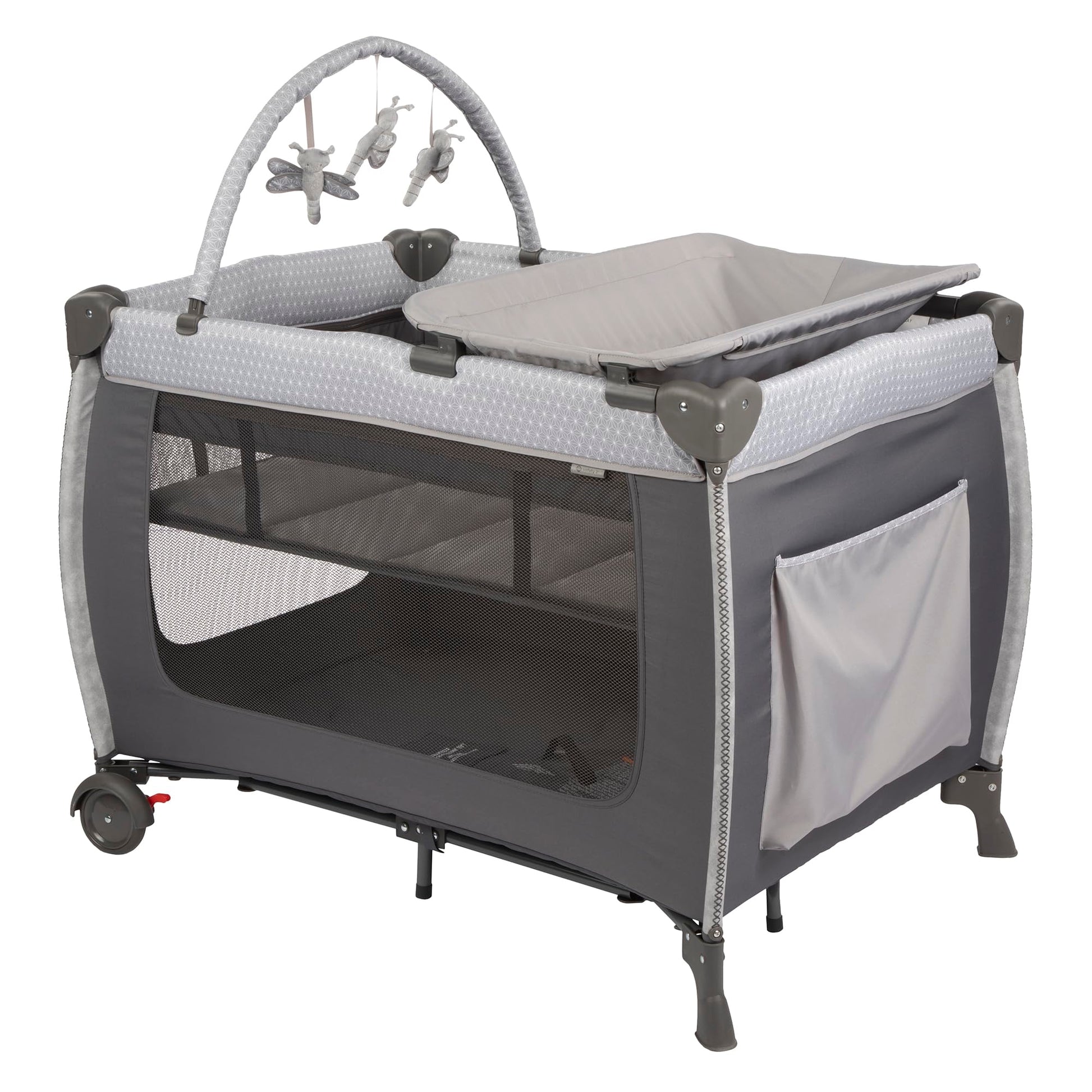 Safety 1st Amherst Baby Playard – 3-in-1 Travel-Ready Playard, Bassinet & Changer with Storage, Toy Bar – for Newborn to Toddler – Stardust Safety 1st