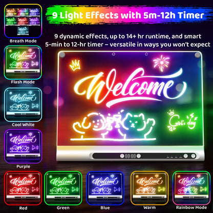 Geokay 16“ Rechargeable LED Drawing Board, 9-Color Light Modes with Timer 🍁 All In One Marketplace Canada