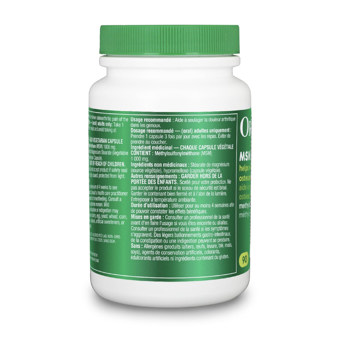 Organika MSM - Joint Support and Inflammation Relief Supplement | Supports Healthier Joints, Bones and Cartilage | Stronger Hair, Skin and Nails | Potent Antioxidant | 1,000mg of MSM - 90 vcaps Organika