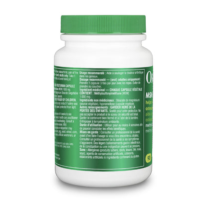 Organika MSM - Joint Support and Inflammation Relief Supplement | Supports Healthier Joints, Bones and Cartilage | Stronger Hair, Skin and Nails | Potent Antioxidant | 1,000mg of MSM - 90 vcaps Organika