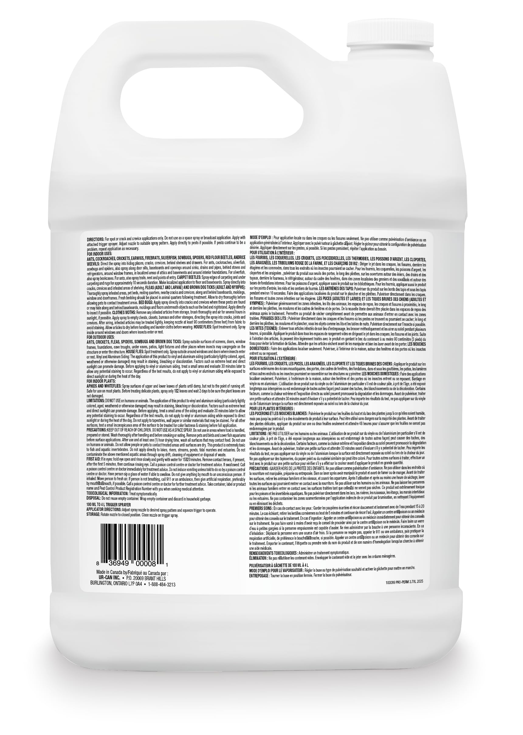 EcoGuard Pro-Perm Insect Killer 3.78L | Professional Insecticide with Fast-Acting Residual Formula | 60 Day Protection | Water-Based, Ready-to-Use Indoors & Outdoors | Sprayer Not Included