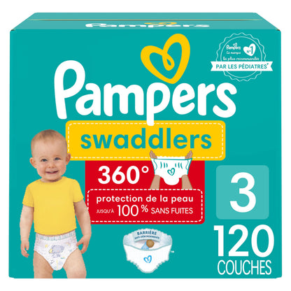 Pampers Swaddlers 360 Pull-On Diapers, Size 3, 120 Count for up to 100% Leakproof Skin Protection and Easy Changes