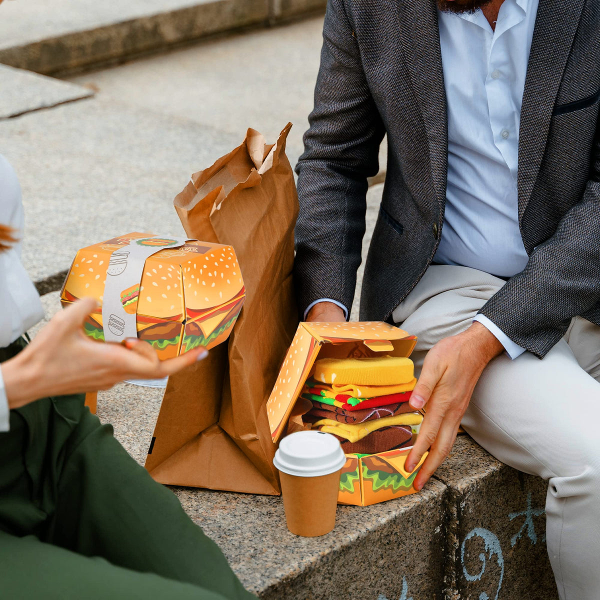 Funny Burger Socks Box, 2 Pairs Novelty Food Gifts for Men Women Teens Dad 🍁 All In One Marketplace Canada