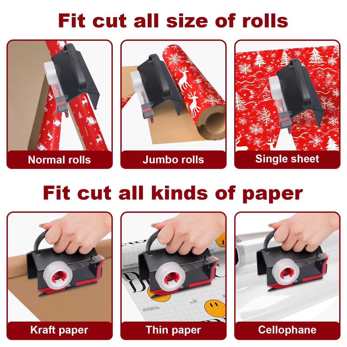 (2-Pack) Wrapping Paper Cutter & Tape Dispenser Dual Use Gift Wrapping Tool 🍁 All In One Marketplace Canada