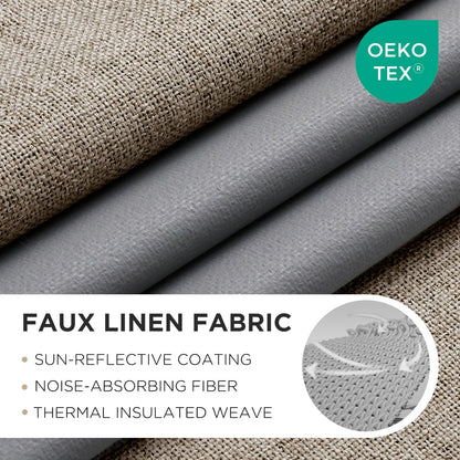 Joydeco Blackout Curtains 84 Inches Long 100% Blackout Curtains 2 Panels, Room Darkening Opaque Curtains for Bedroom, Thermal Drapes Privacy Protection 2 Panels Set(W52 x L84 Inch, Linen)
