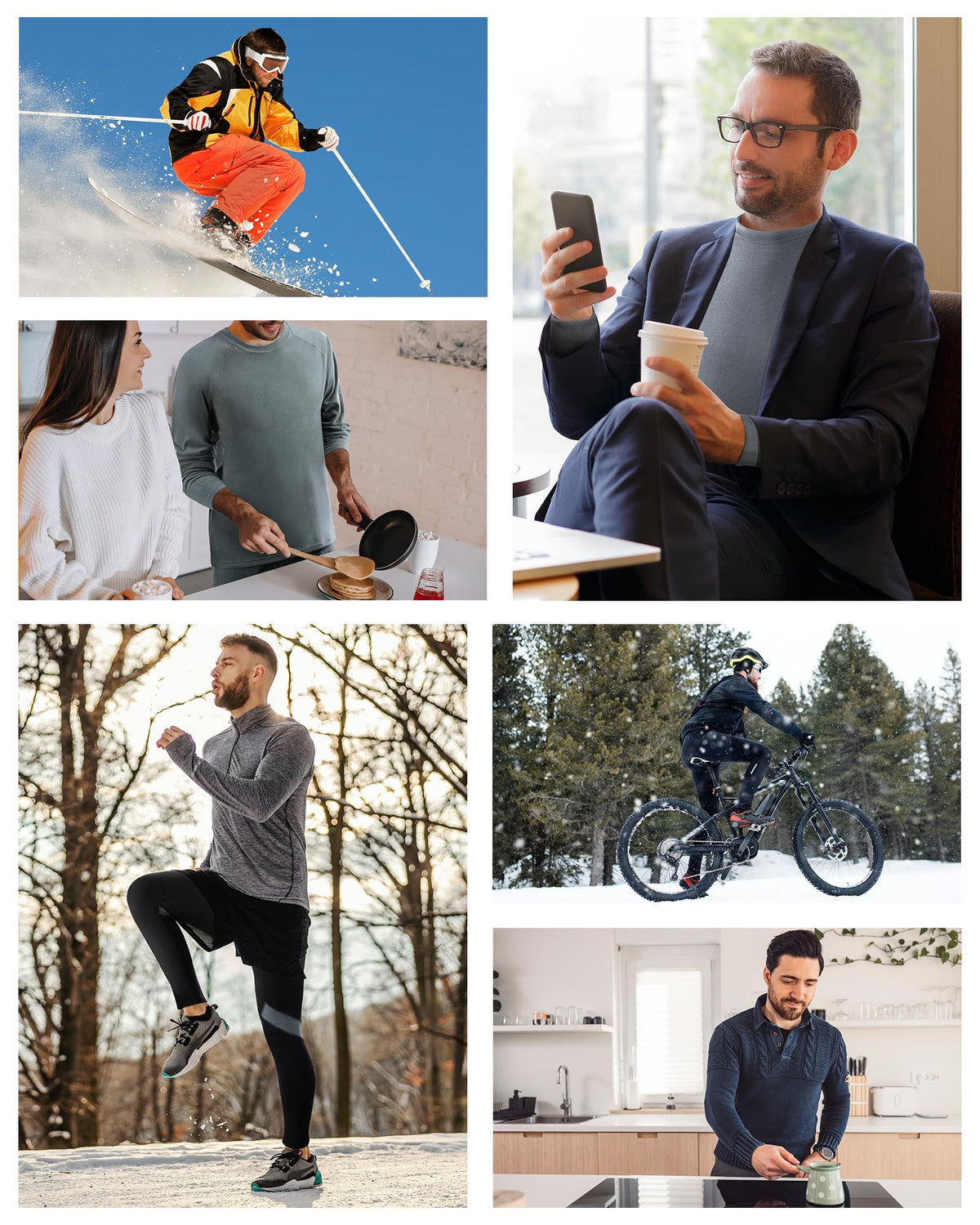 Runhit Thermal Long John Set for Men: Winter Base Layer Mens Thermal Underwear Long Sleeve Shirts Pants Extreme Cold Black-Green XLarge 🍁 All In One Marketplace Canada