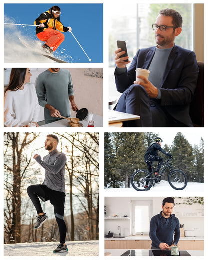 Runhit Thermal Long John Set for Men: Winter Base Layer Mens Thermal Underwear Long Sleeve Shirts Pants Extreme Cold Black-Green XLarge 🍁 All In One Marketplace Canada