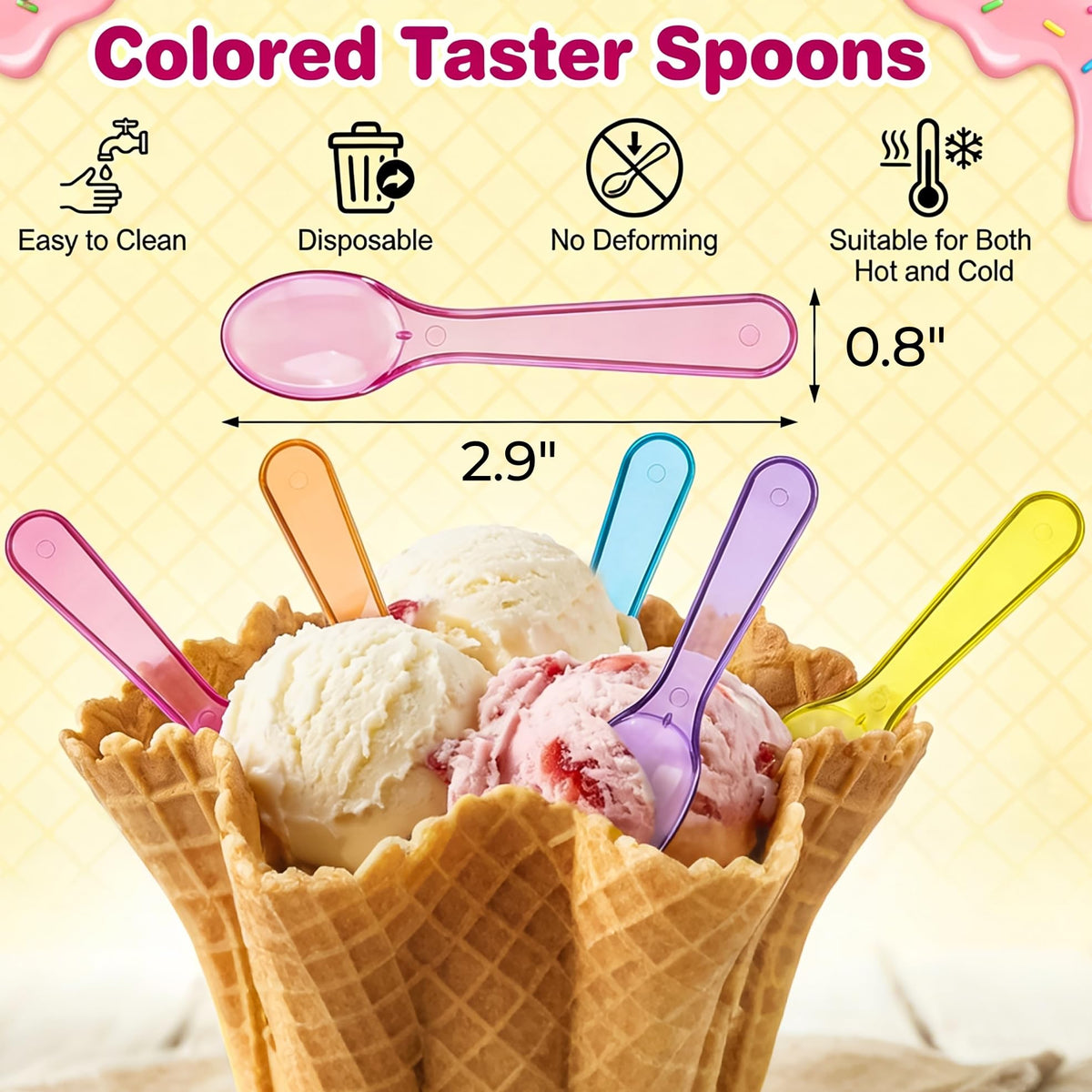 Hiceeden 1000 Pcs Colorful Mini Spoons, 3 Inch Disposable Plastic Tasting Spoons, Small Spoons Snow Cone Taster Spoons for Ice Cream Dessert Party Wedding Cake Yogurt Jello Jam 🍁 All In One Marketplace Canada