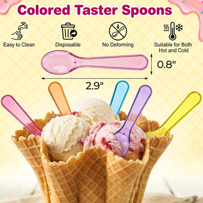 Hiceeden 1000 Pcs Colorful Mini Spoons, 3 Inch Disposable Plastic Tasting Spoons, Small Spoons Snow Cone Taster Spoons for Ice Cream Dessert Party Wedding Cake Yogurt Jello Jam 🍁 All In One Marketplace Canada