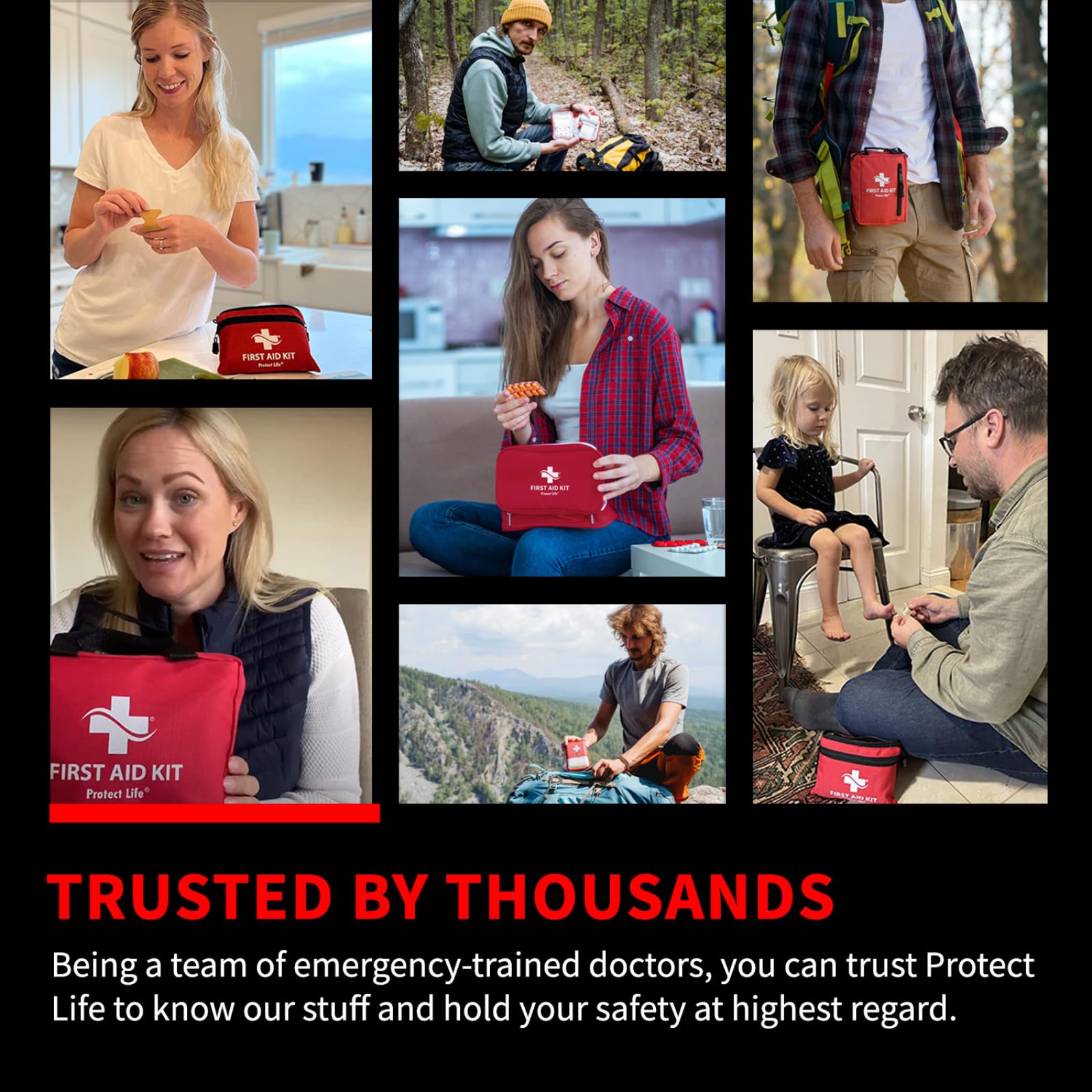 Protect Life 100-Piece First Aid Kit for Home, Business, Car, Camping & Hiking | HSA/FSA Eligible Emergency Survival Medical Kit - Available at All In One Marketplace Canada