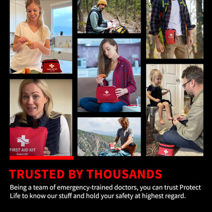 Protect Life 100-Piece First Aid Kit for Home, Business, Car, Camping & Hiking | HSA/FSA Eligible Emergency Survival Medical Kit - Available at All In One Marketplace Canada