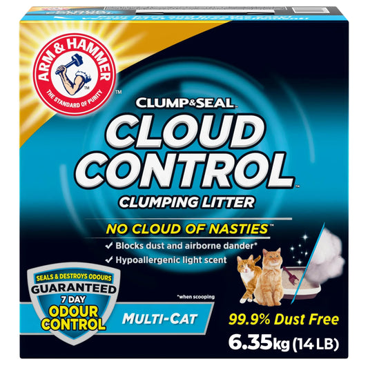 ARM & Hammer Cloud Control Clumping Cat Litter, Multi Cat, 6.35kg – 7 Day Odour Control, 99.9% Dust Free, Hypoallergenic Light Scent