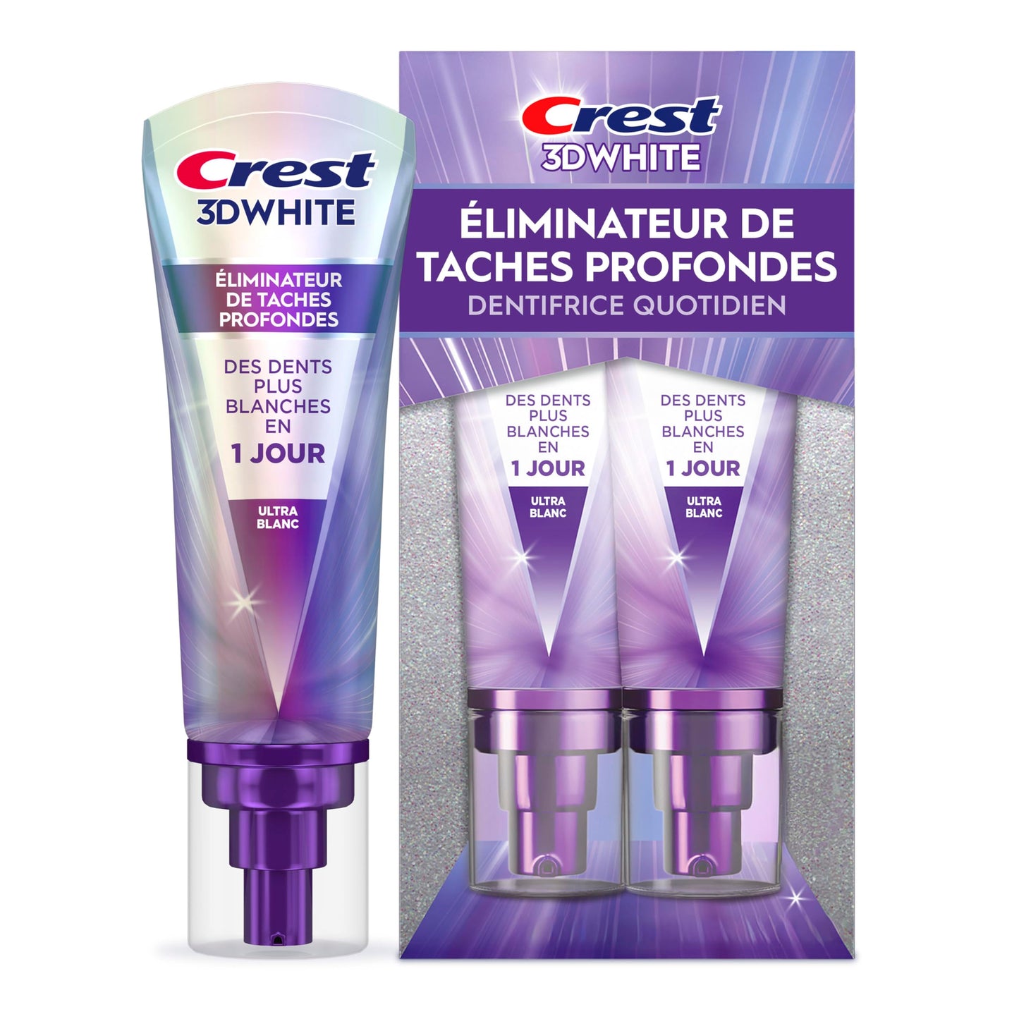 Crest Toothpaste 3DWhite Deep Stain Remover Ultra White - Daily Use - 67mL - Pack of 2