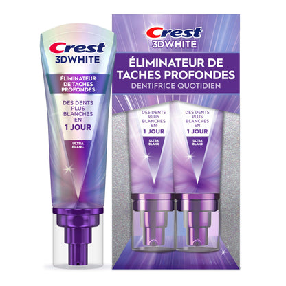 Crest Toothpaste 3DWhite Deep Stain Remover Ultra White - Daily Use - 67mL - Pack of 2