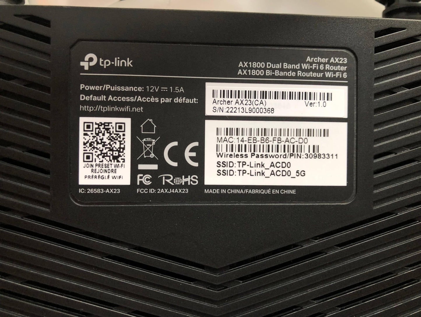 TP-Link AX1800 WiFi 6 Smart WiFi Router (Archer AX23) - Dual Band Gigabit Wireless Internet Router, OFDMA, Parental Controls, Long Range Coverage 🍁 All In One Marketplace Canada