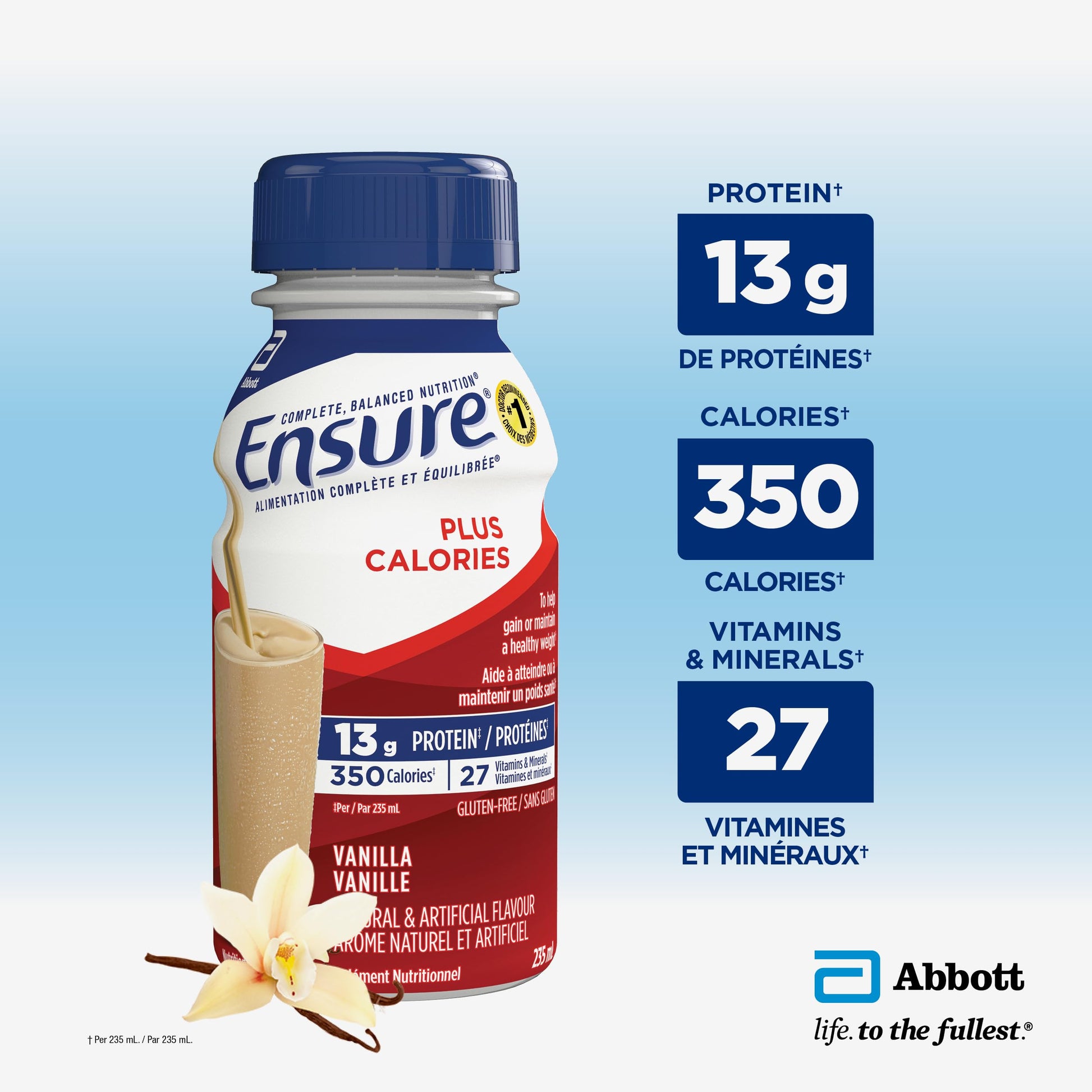 Ensure Plus Calories, Nutritional Supplement Shake Value Pack, To Help With Healthy Weight Gain Or Maintenance, Vanilla, 24 x 235-mL Bottles - Available at All In One Marketplace Canada