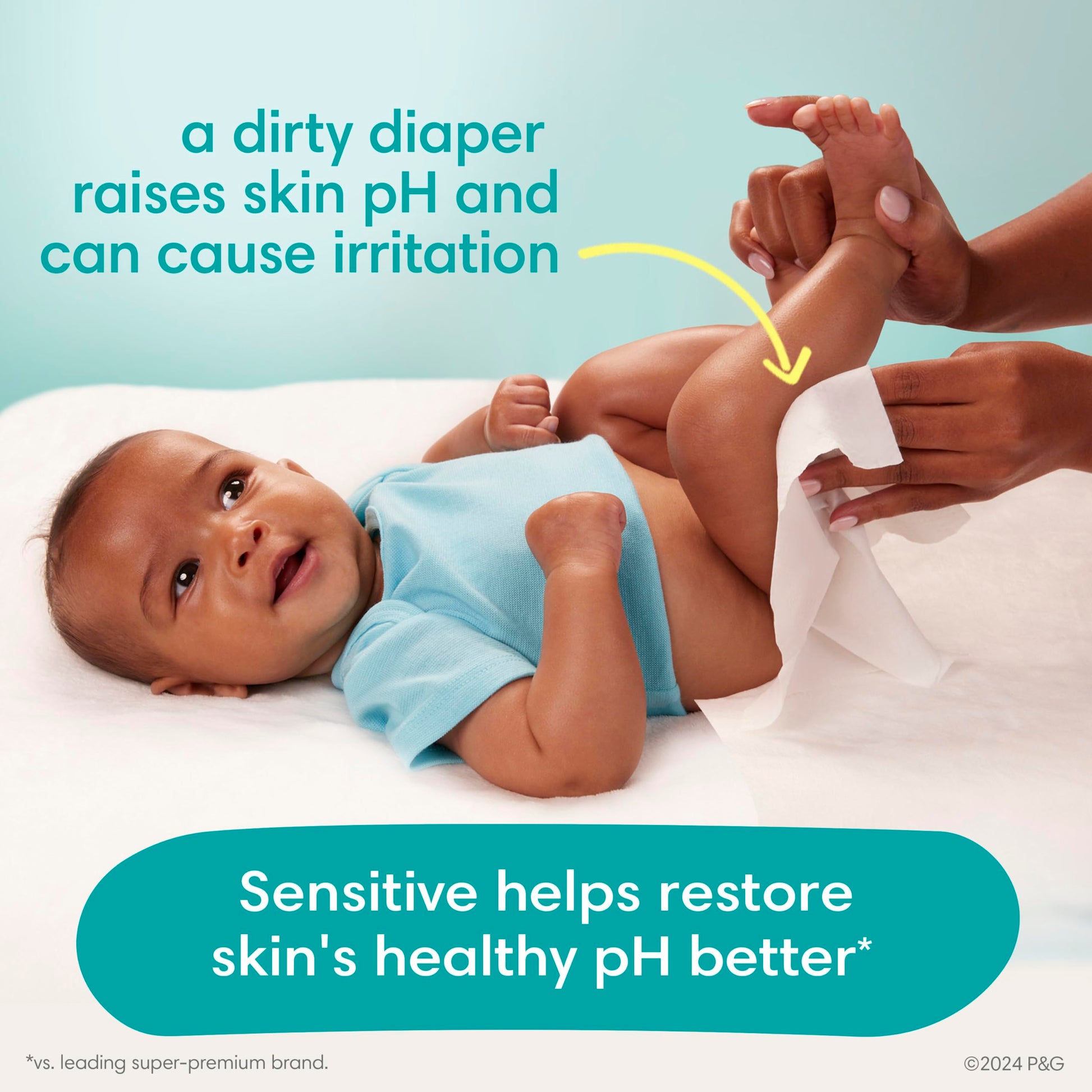 Pampers Sensitive Baby Wipes, Clinically Proven, Water Based, Hypoallergenic and Unscented Baby Wipes, 504 Baby Wipes Total (6X Flip-Top Packs)
