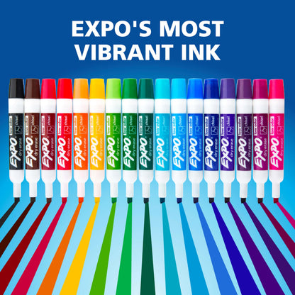 EXPO Dry Erase Markers, Low Odour Ink, Assorted Colours, Chisel Tip, 12 Count