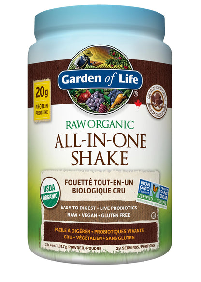 Garden of Life Raw All-in-One Nutritional Shake, Chocolate Cocoa, 28 Servings (1017g)