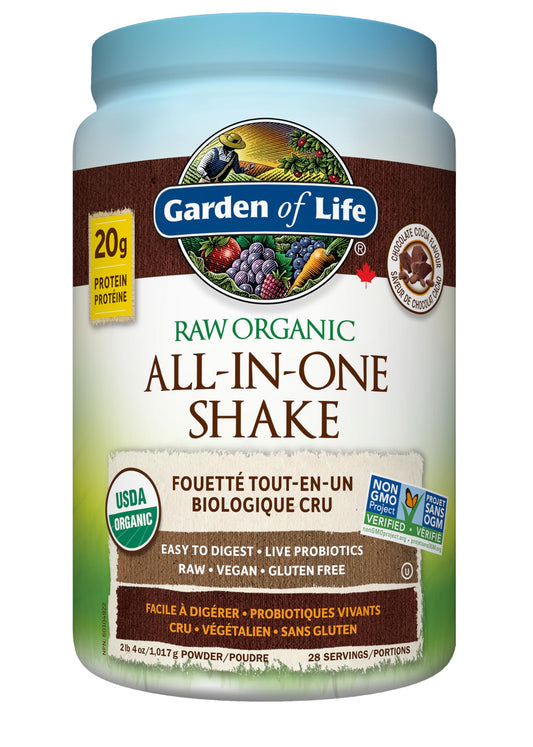 Garden of Life Raw All-in-One Nutritional Shake, Chocolate Cocoa, 28 Servings (1017g)