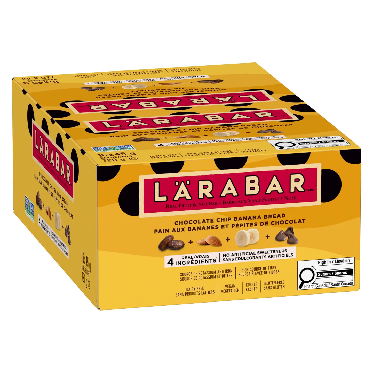 LÄRABAR Chocolate Chip Banana Bread, Fruit and Nut Energy Bar, Pack of 16 Bars, Gluten Free, Vegan, Family Pack, Snack Bars, 720 Grams Package - Available at All In One Marketplace Canada