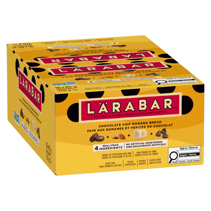 LÄRABAR Chocolate Chip Banana Bread, Fruit and Nut Energy Bar, Pack of 16 Bars, Gluten Free, Vegan, Family Pack, Snack Bars, 720 Grams Package - Available at All In One Marketplace Canada