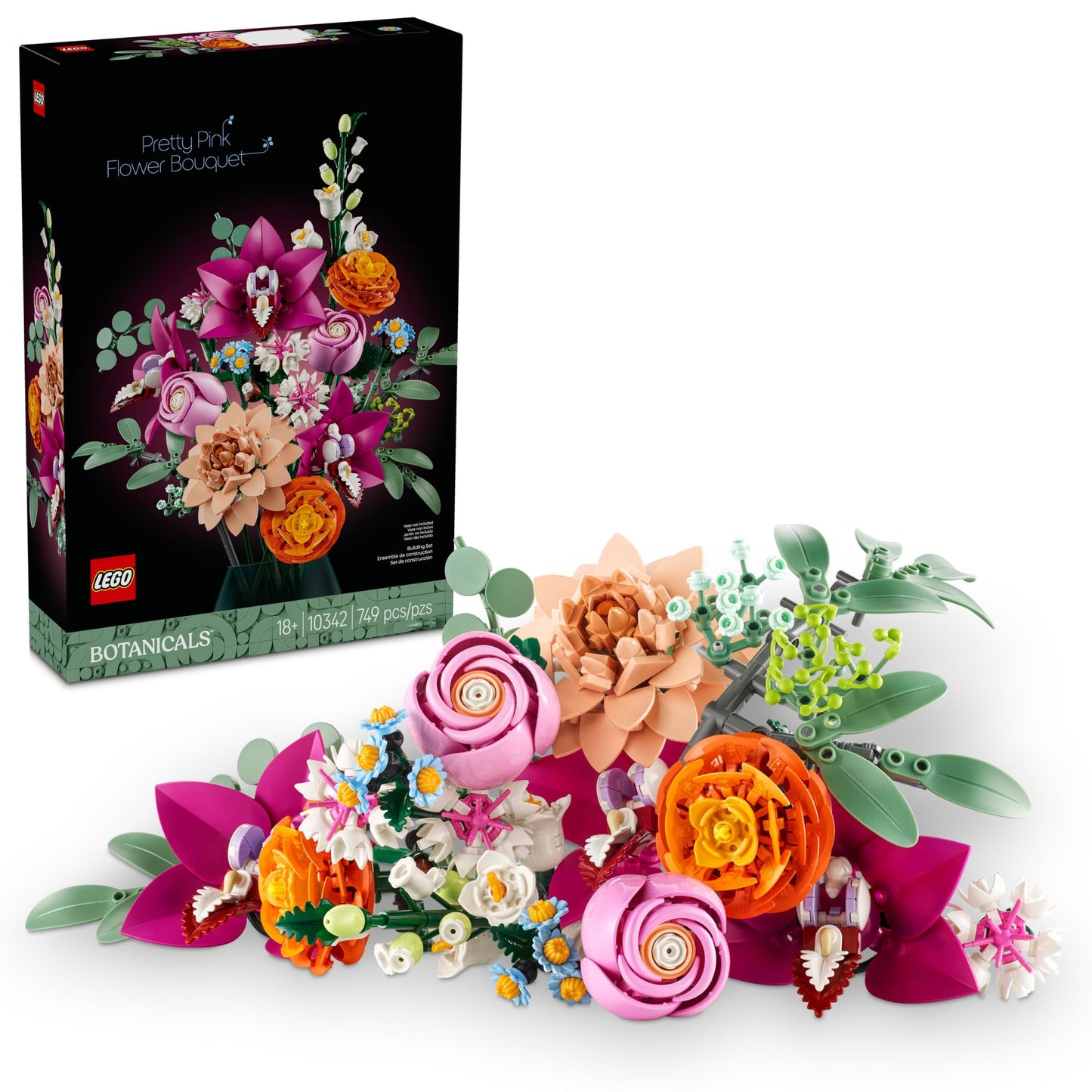 LEGO Botanicals Pretty Pink Flower Bouquet Building Set for Adults for Women & Men - Artificial Flowers for Decor or Table Display - 10342 🍁 All In One Marketplace Canada