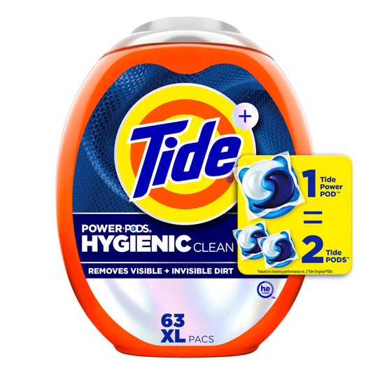 Tide Hygienic Clean Power PODS Laundry Detergent Pacs, Original Scent, 63 Count, Removes Visible and Invisible Dirt, laundry soap detergent pacs - Available at All In One Marketplace Canada