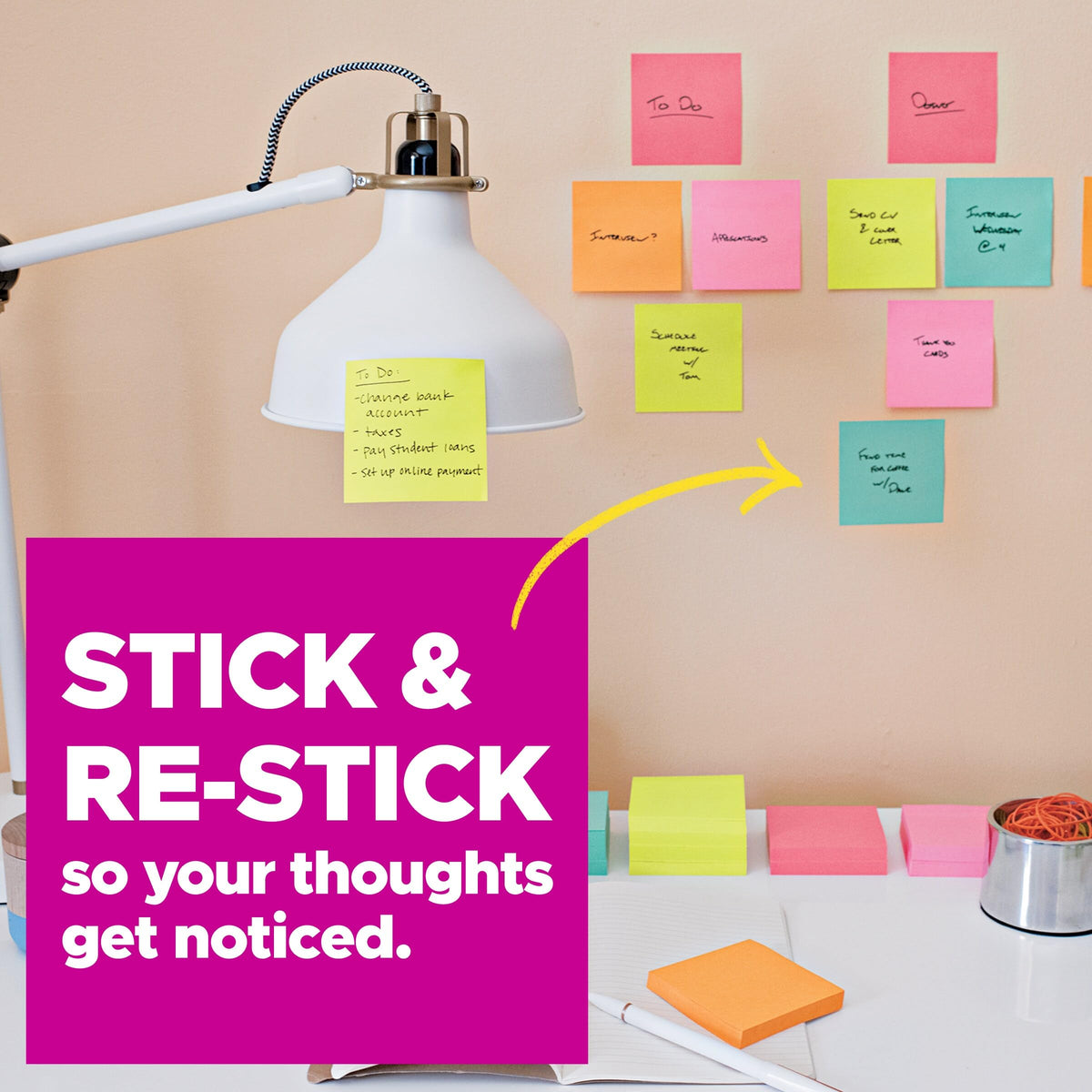 Post-it Super Sticky Notes, 4 x 6 in, Supernova Neons, 5 Lined Pads