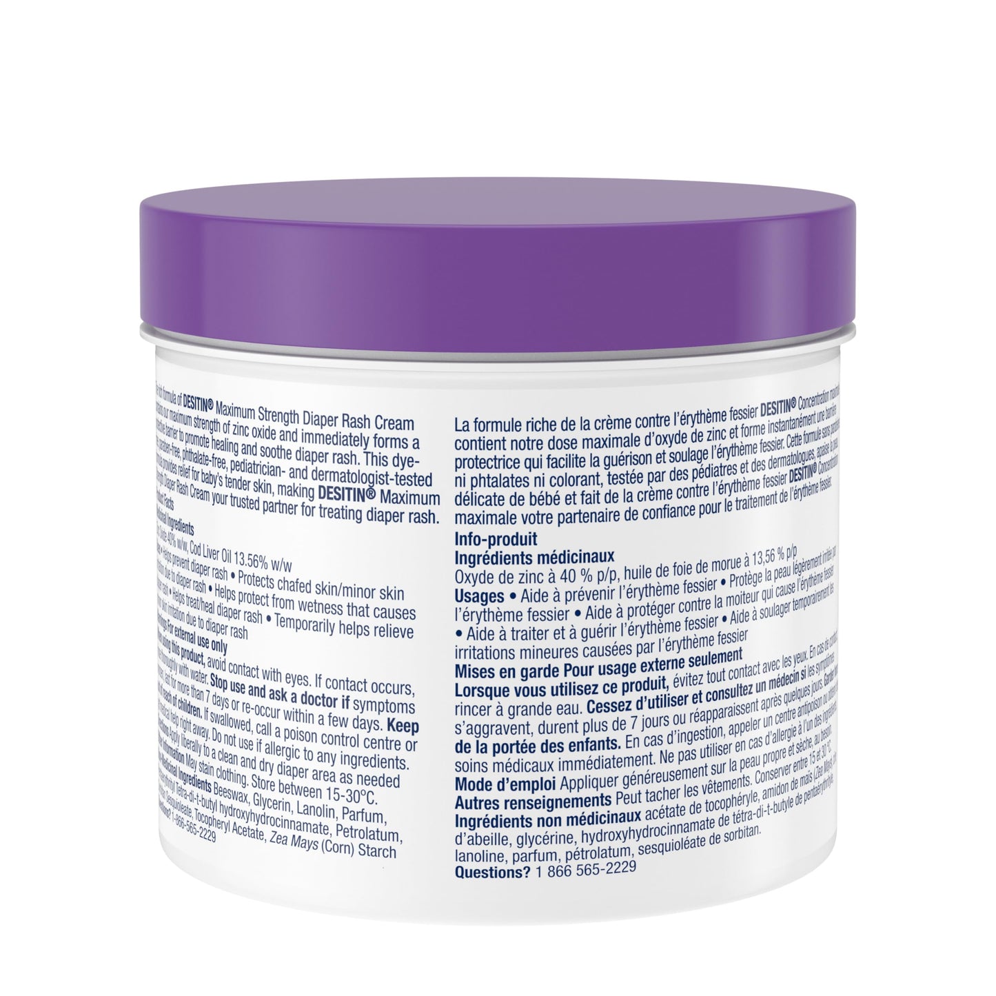 Desitin Maximum Strength Diaper Rash Cream, 40% Zinc Oxide Cream, for Immediate Relief, Dermatologist and Pediatrician Tested, Helps Heal, 454g