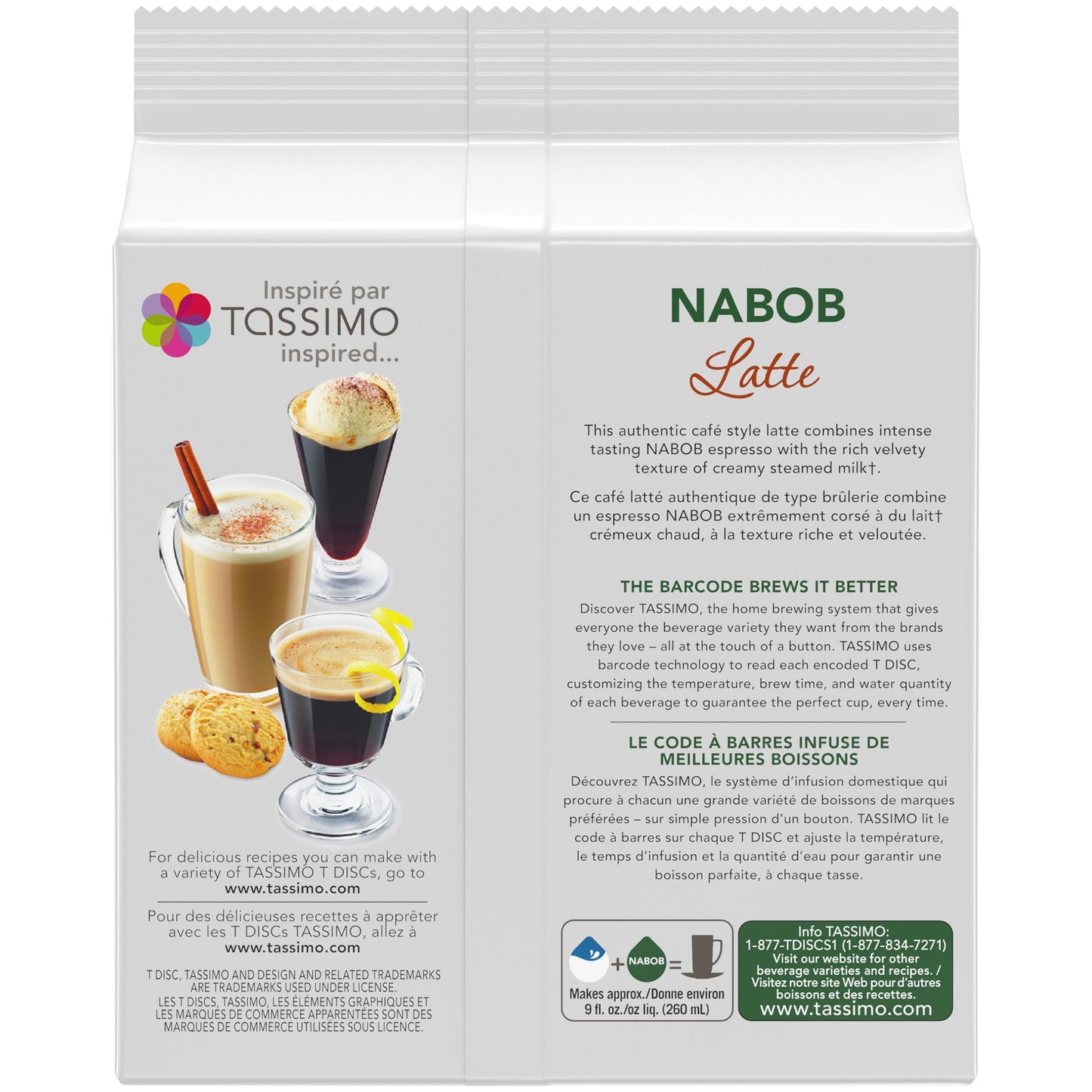 Nabob Latte Coffee Single Serve T-Discs by Tassimo, 8-Count Box