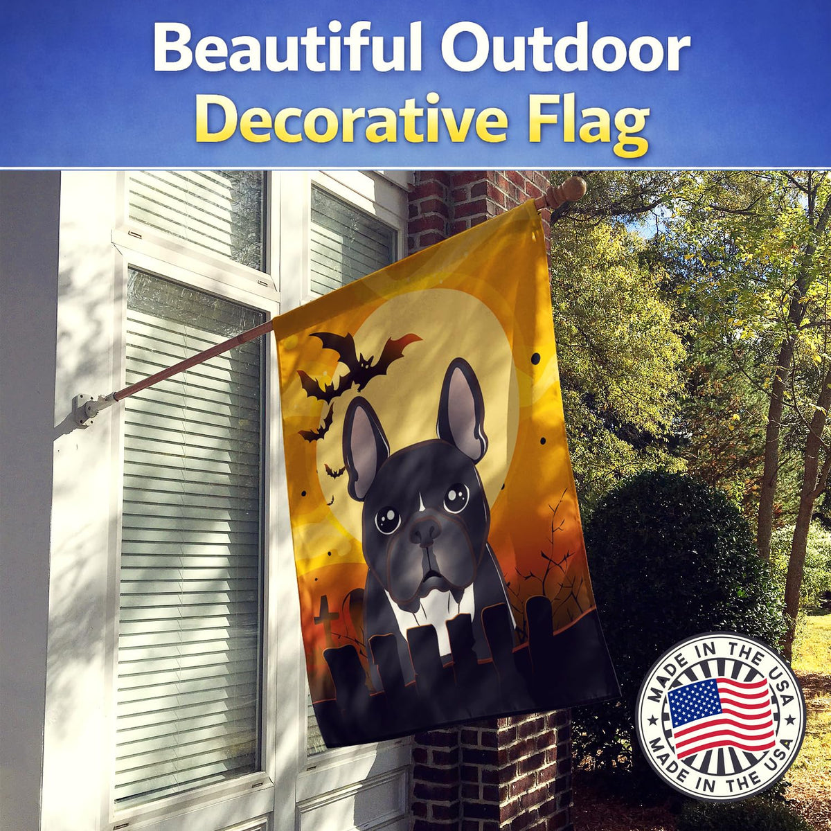 Drapeau de maison en toile Caroline's Treasures BB1785CHF Bouledogue français d'Halloween, multicolore, grand