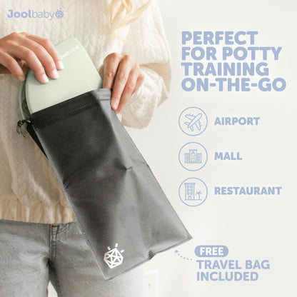 Jool Baby Folding Travel Potty Training Seat for Toddlers, Fits Round & Oval Toilets, Non-Slip Suction Cups, Includes Free Travel Bag (Sage)