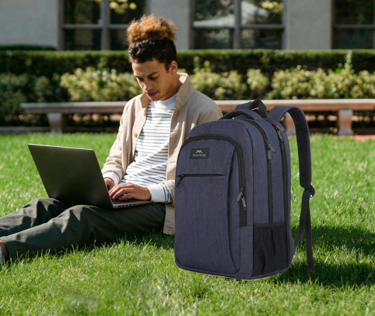MATEIN Large College Backpack, Sturdy Computer Backpack Fits 17 inch Notebook, Carryon Luggage Travel Laptop Bag for Business Men and Women Christmas New Year Gift, Blue 🍁 All In One Marketplace Canada