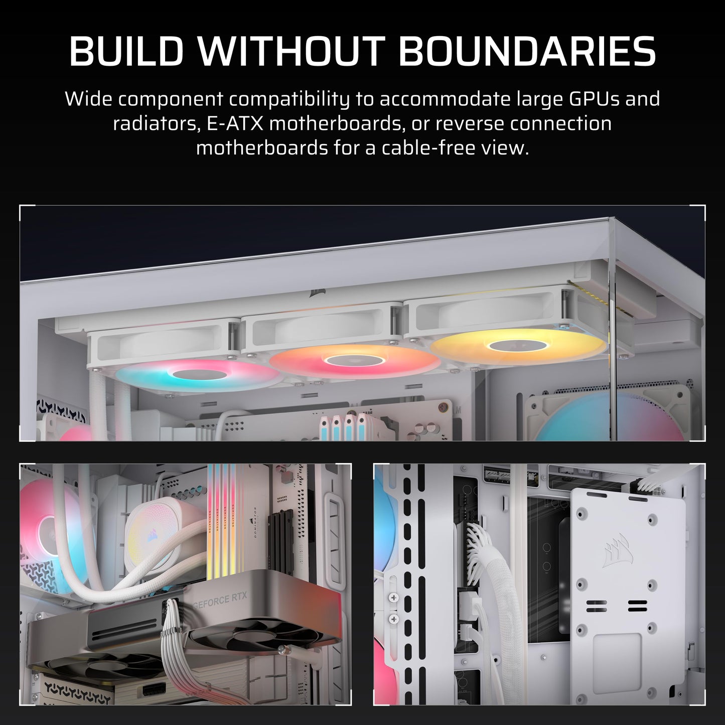 CORSAIR 3500X RS-R ARGB Mid-Tower PC Case – 3X Pre-Installed RS120-R ARGB Fans, GPU Anti-Sag Arm, Fits up to 10x 120mm Fans, Reverse Connection Motherboard Compatible – White Corsair