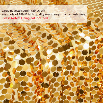B-COOL Gold Sequin Tablecloth 50 x 102 Inch Payette Glitter Rectangle Table Cloth for Parties Wedding Birthday Halloween Fall Party Decoration