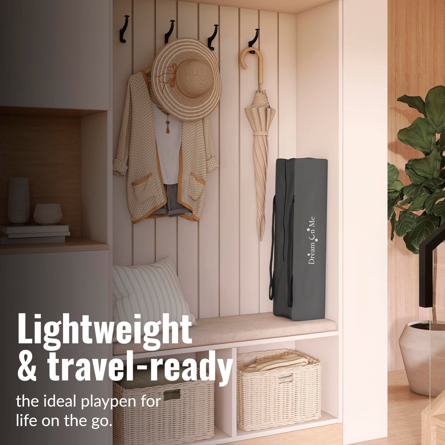 Dream On Me Nest Portable Play Yard With Carry Bag And Shoulder Strap, GREY Dream On Me