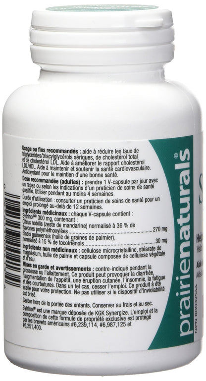 Prairie Naturals Sytrinol Cholest-Force One-A-Day helps to reduce serum triglycerides/triacylglycerols/Total cholesterol/LDL cholesterol, supports cardiovascular health - 60 Vegan capsules. Non-GMO, Gluten Free
