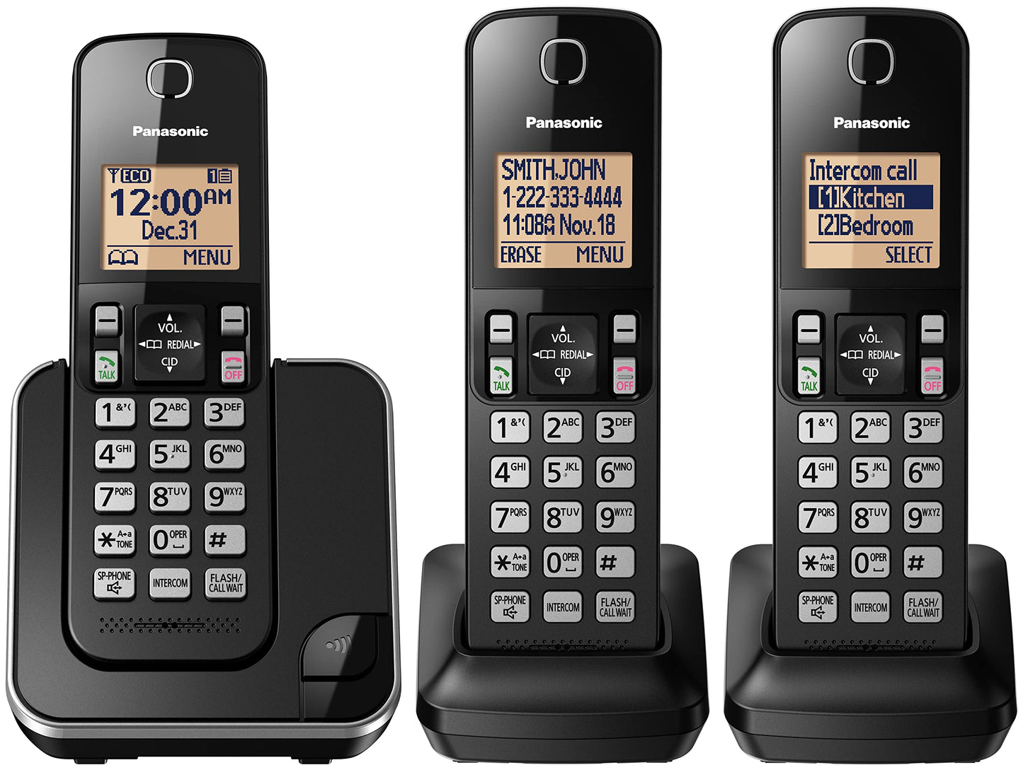 Panasonic DECT 6.0 Expandable Cordless Phone with Call Block - 3 Cordless Handsets - KX-TGC383CB (Black) 🍁 All In One Marketplace Canada