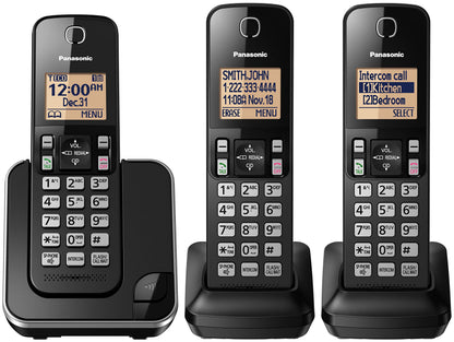 Panasonic DECT 6.0 Expandable Cordless Phone with Call Block - 3 Cordless Handsets - KX-TGC383CB (Black) 🍁 All In One Marketplace Canada