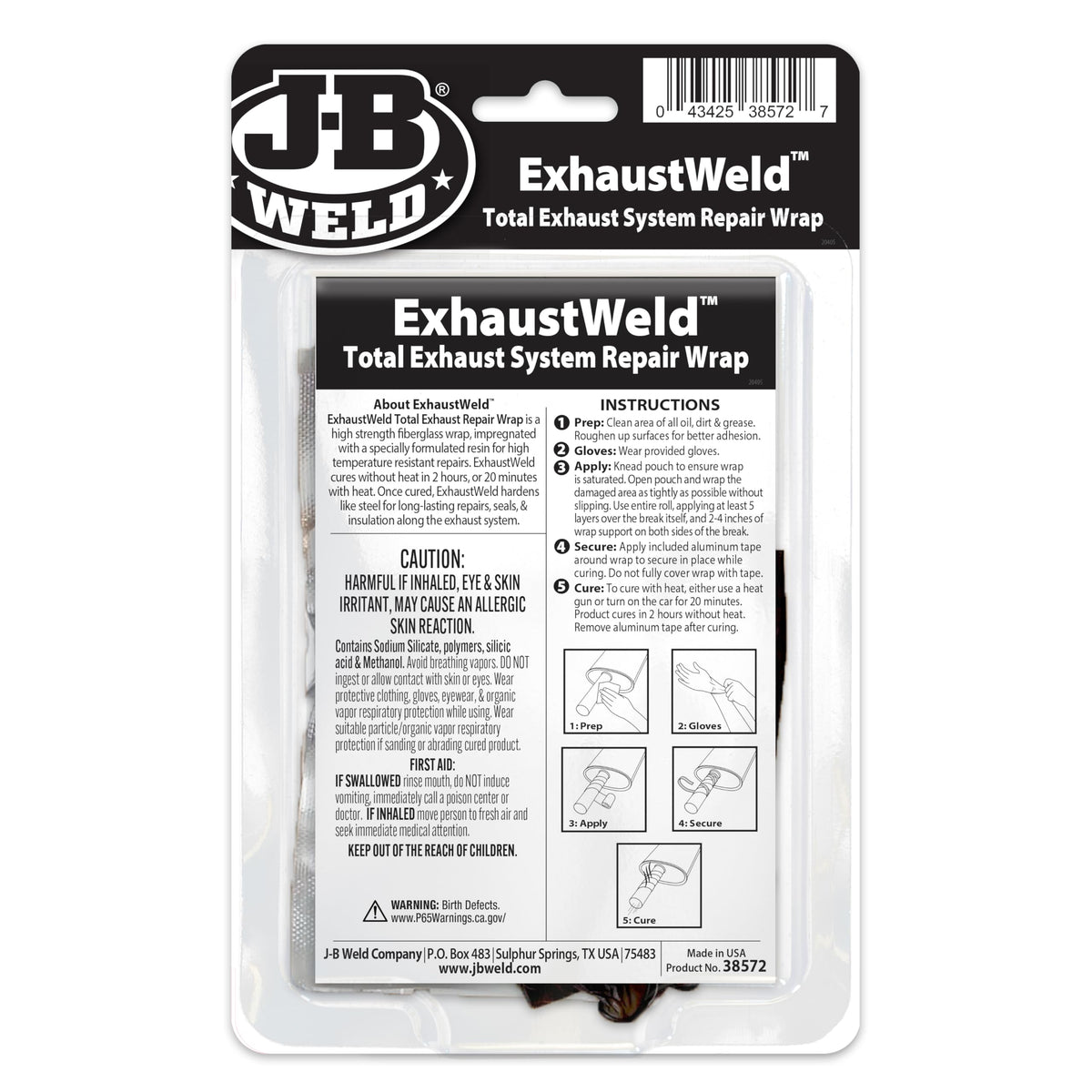 J-B Weld 38572CAN ExhaustWeld Fibreglass Repair Wrap, 2 in x 72 in Kit