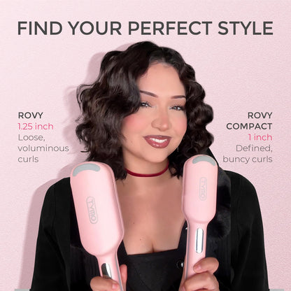 TYMO ROVY Hair Waver Curling Iron, 3-Barrel Ionic Hair Curler with 9 Heat Settings, Beach Waves Crimper for Women, Travel-Friendly, Anti-Scald, Fast Heating, Easy to Use, Pink, 1 inch - Available at All In One Marketplace Canada