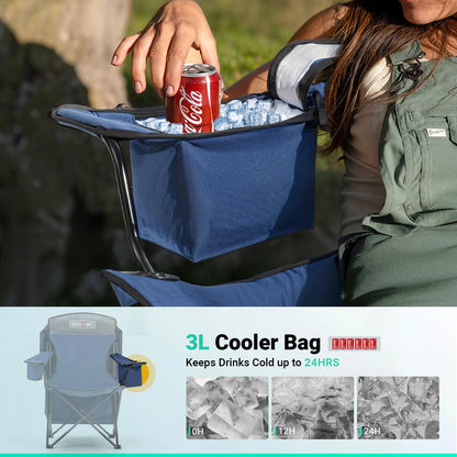 Overmont Beach Chair with Cooler and Umbrella - Sunshade Backpack Folding Canopy Chair with Two Arm Rest Cup Holder Carry Bag - Portable for Sand Camping Travel Outdoor Pool 330 lbs Blue OVERMONT